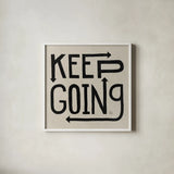 Keep Going I Neutral by Dina June. Shown in a crisp white glass frame for a clean and minimalist style. Available as an archival giclee rolled canvas, fine art paper, or poster print. SKU 91813a.