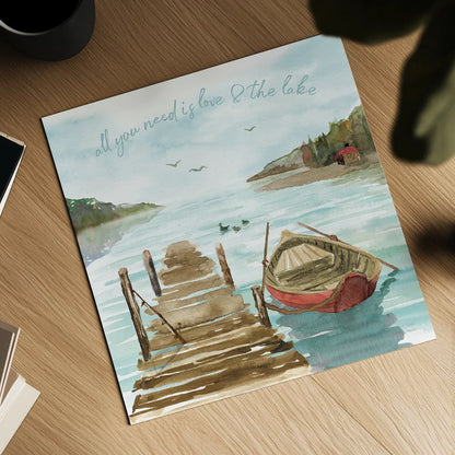 Lake Love II by Dina June. Shown as a detailed flat fine art print, highlighting archival giclee quality. Available as an archival giclee rolled canvas, fine art paper, or poster print. SKU 67271a.