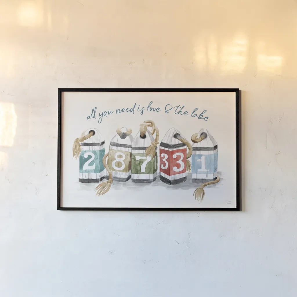 Lake Love IV by Dina June. shown as a paper print in a black flame. Available as a archival giclee rolled canvas, fine art paper, or poster print. SKU 67273i.