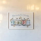 Lake Love IV by Dina June. shown as a paper print in a white frame. Available as a archival giclee rolled canvas, fine art paper, or poster print. SKU 67273i.
