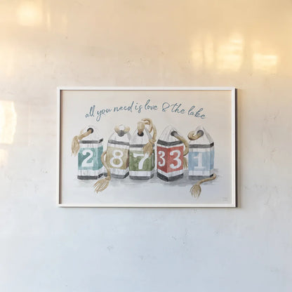 Lake Love IV by Dina June. shown as a paper print in a white frame. Available as a archival giclee rolled canvas, fine art paper, or poster print. SKU 67273i.