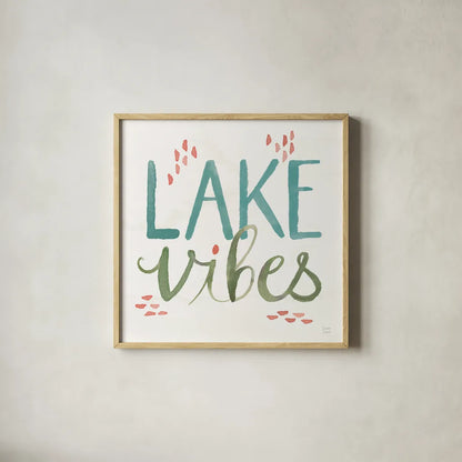 Lake Love VIII by Dina June. Shown in a natural wood glass frame for a timeless modern aesthetic. Available as an archival giclee rolled canvas, fine art paper, or poster print. SKU 67277a.