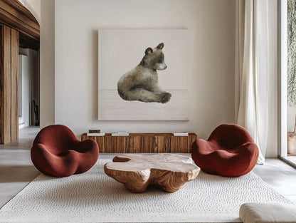 Little Animals I by Dina June. Shown as extra-large giant wall art in a modern living room. Available as an archival giclee rolled canvas, fine art paper, or poster print. SKU 90259a.