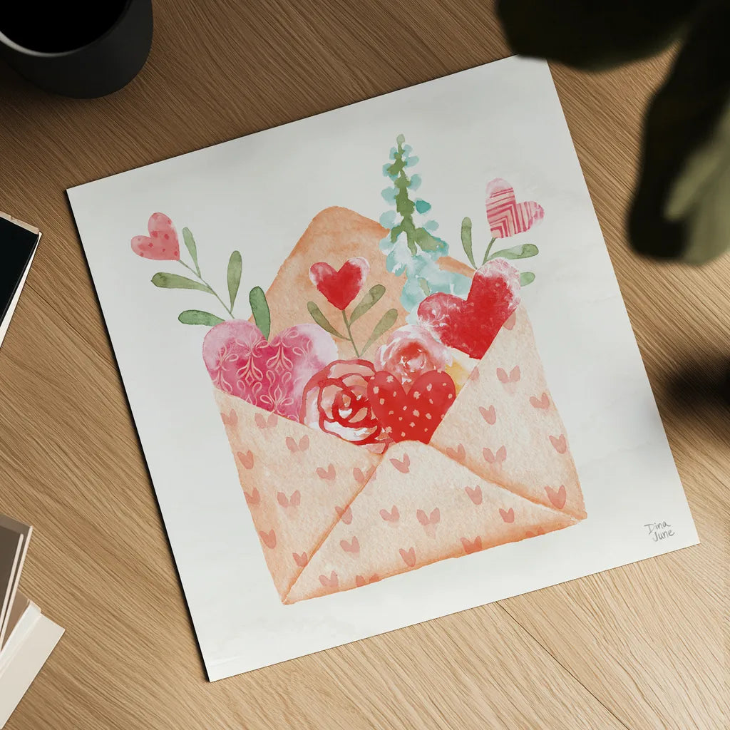 Love Always I by Dina June. Shown as a detailed flat fine art print, highlighting archival giclee quality. Available as an archival giclee rolled canvas, fine art paper, or poster print. SKU 74064a.