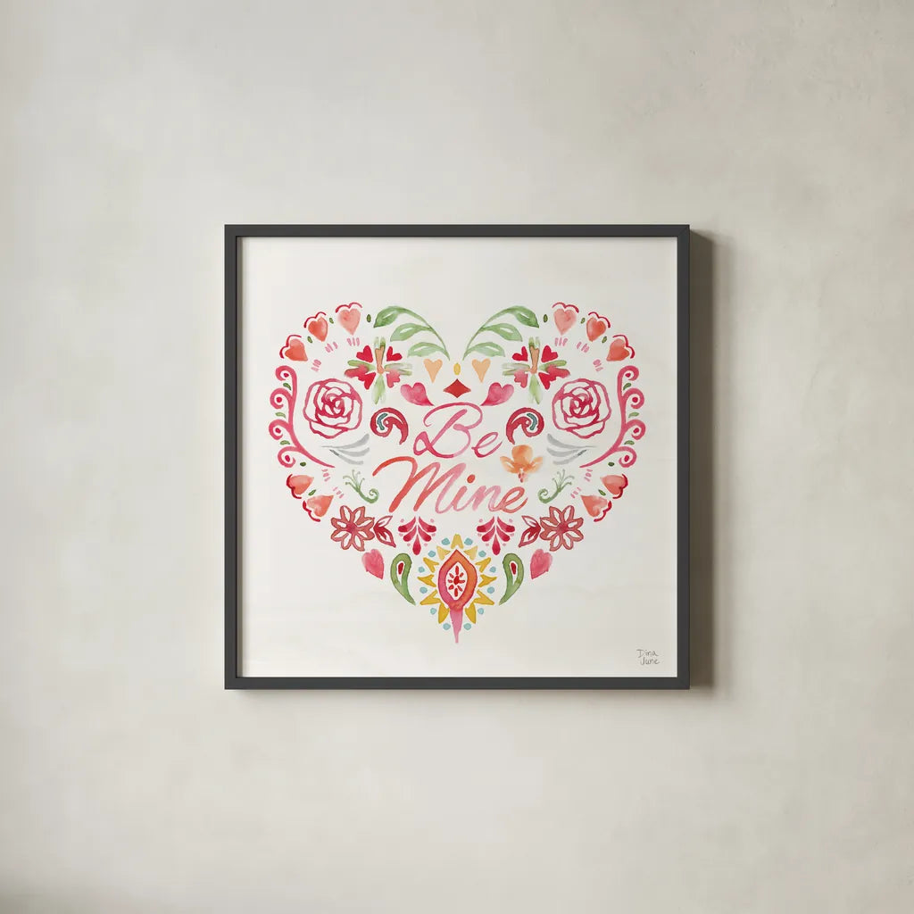 Love Always II by Dina June. Shown in a sleek black glass frame for a contemporary gallery look. Available as an archival giclee rolled canvas, fine art paper, or poster print. SKU 74065a.