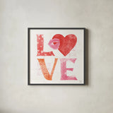 Love Always III by Dina June. Shown in a sleek black glass frame for a contemporary gallery look. Available as an archival giclee rolled canvas, fine art paper, or poster print. SKU 74066a.