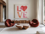 Love Always III by Dina June. Shown as extra-large giant wall art in a modern living room. Available as an archival giclee rolled canvas, fine art paper, or poster print. SKU 74066a.