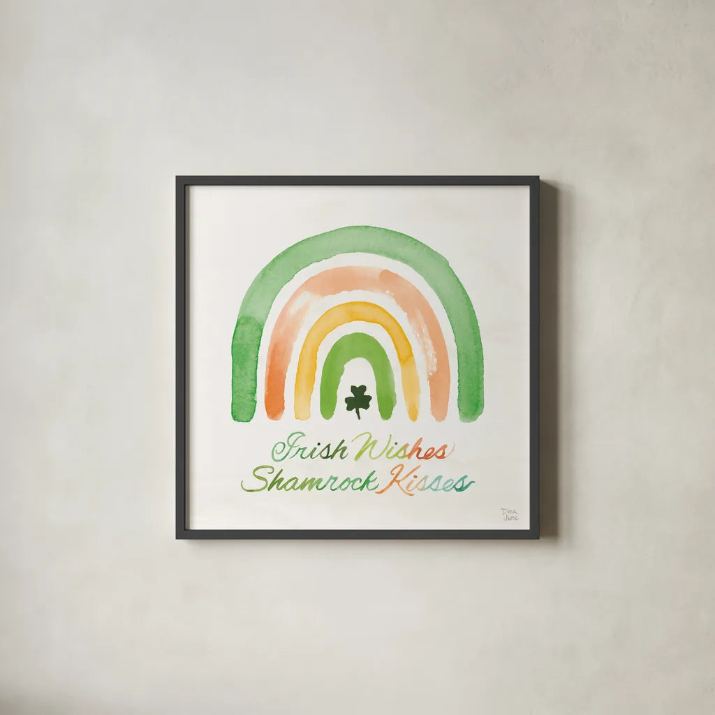 Lucky Charm III by Dina June. Shown in a sleek black glass frame for a contemporary gallery look. Available as an archival giclee rolled canvas, fine art paper, or poster print. SKU 74636a.