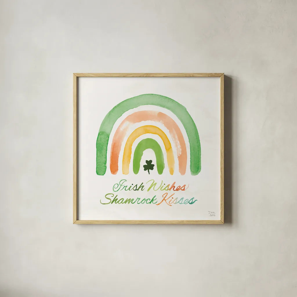 Lucky Charm III by Dina June. Shown in a natural wood glass frame for a timeless modern aesthetic. Available as an archival giclee rolled canvas, fine art paper, or poster print. SKU 74636a.