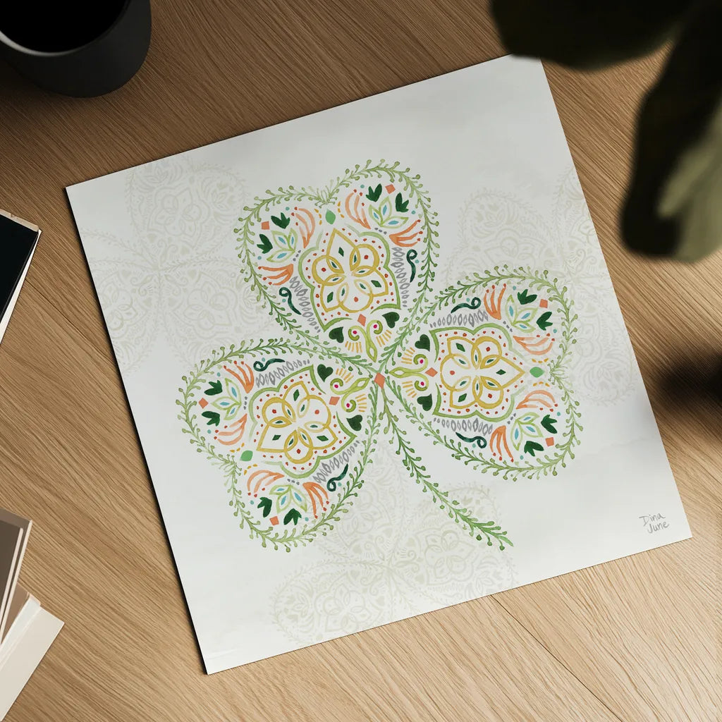 Lucky Charm IV by Dina June. Shown as a detailed flat fine art print, highlighting archival giclee quality. Available as an archival giclee rolled canvas, fine art paper, or poster print. SKU 74637a.
