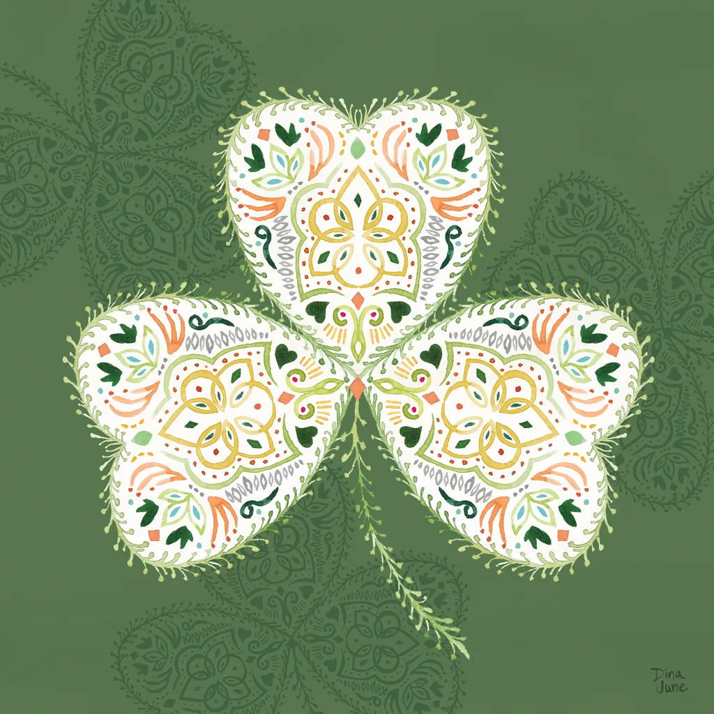 Lucky Charm IV Green by Dina June. SKU 97385a. Archival Giclee Fine art print for wall decor.