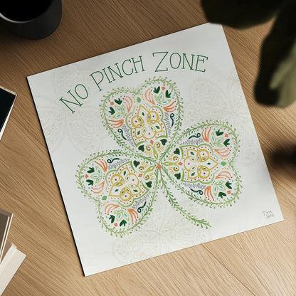 Lucky Charm IV No Pinch Zone by Dina June. Shown as a detailed flat fine art print, highlighting archival giclee quality. Available as an archival giclee rolled canvas, fine art paper, or poster print. SKU 97386a.