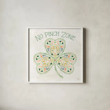 Lucky Charm IV No Pinch Zone by Dina June. Shown in a crisp white glass frame for a clean and minimalist style. Available as an archival giclee rolled canvas, fine art paper, or poster print. SKU 97386a.