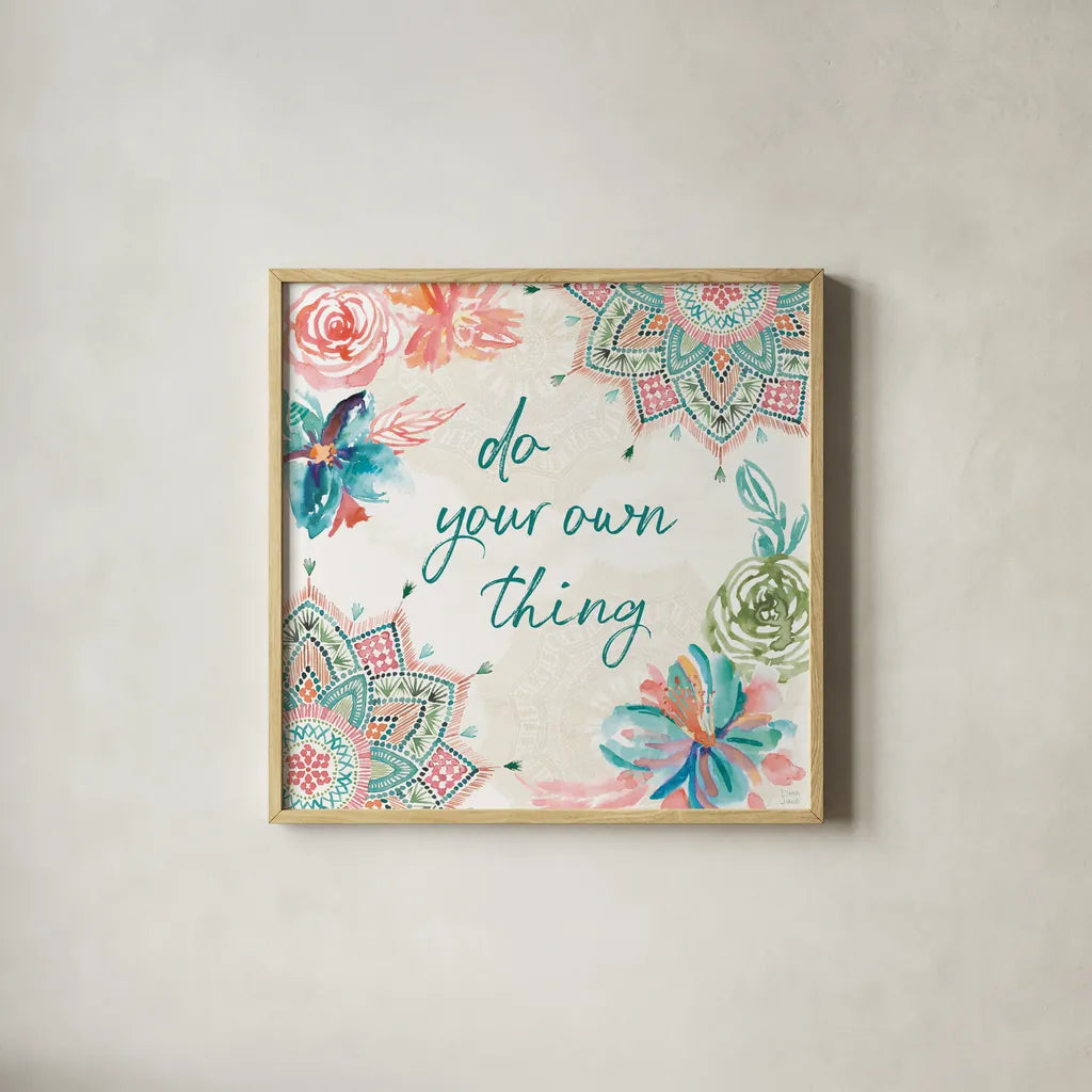 Macrame Meander III by Dina June. Shown in a natural wood glass frame for a timeless modern aesthetic. Available as an archival giclee rolled canvas, fine art paper, or poster print. SKU 66567a.