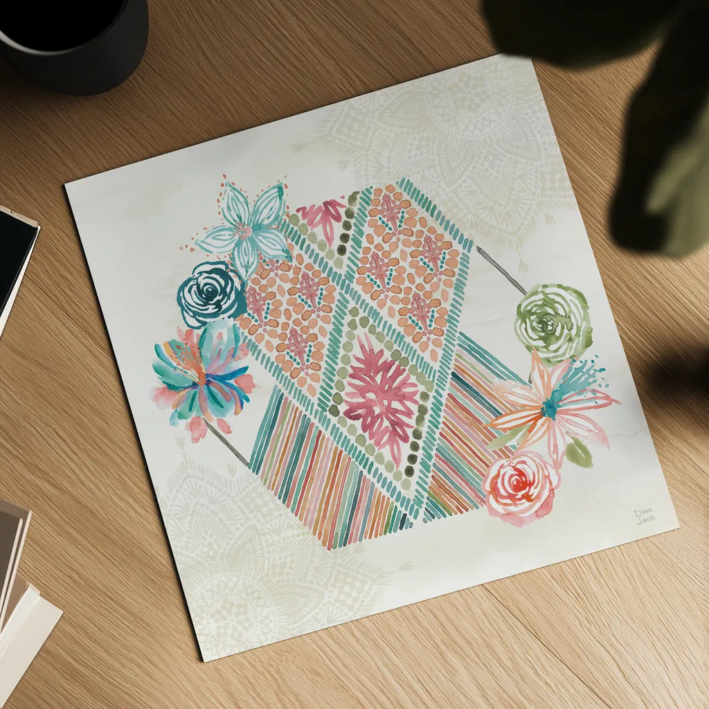 Macrame Meander IV by Dina June. Shown as a detailed flat fine art print, highlighting archival giclee quality. Available as an archival giclee rolled canvas, fine art paper, or poster print. SKU 66568a.