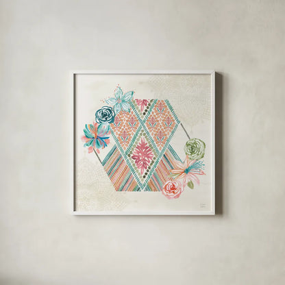 Macrame Meander IV by Dina June. Shown in a crisp white glass frame for a clean and minimalist style. Available as an archival giclee rolled canvas, fine art paper, or poster print. SKU 66568a.