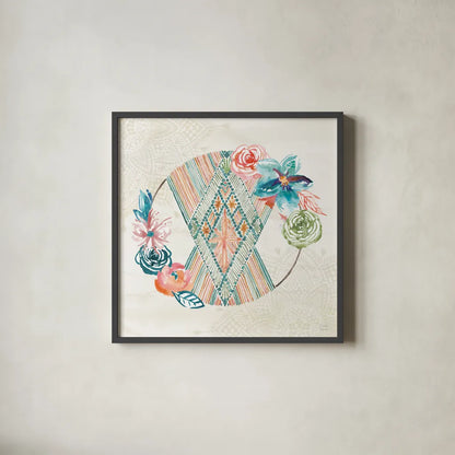 Macrame Meander V by Dina June. Shown in a sleek black glass frame for a contemporary gallery look. Available as an archival giclee rolled canvas, fine art paper, or poster print. SKU 66569a.