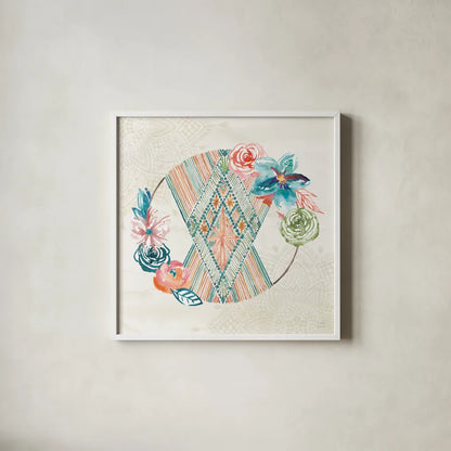 Macrame Meander V by Dina June. Shown in a crisp white glass frame for a clean and minimalist style. Available as an archival giclee rolled canvas, fine art paper, or poster print. SKU 66569a.