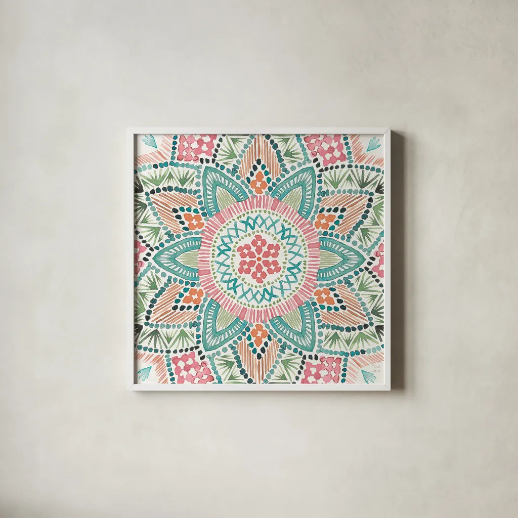 Macrame Meander VII by Dina June. Shown in a crisp white glass frame for a clean and minimalist style. Available as an archival giclee rolled canvas, fine art paper, or poster print. SKU 66571a.