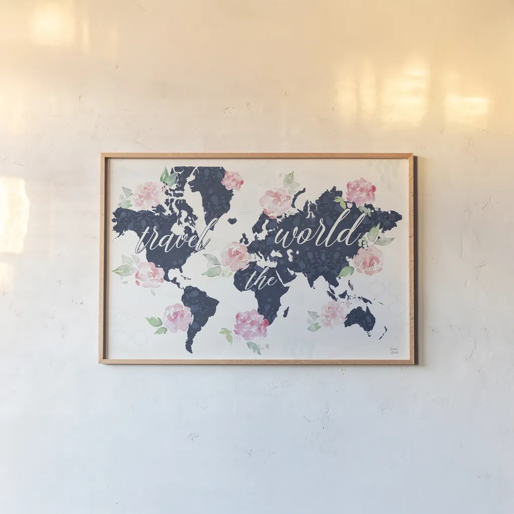 Moroccan Bouquet I by Dina June. shown as a paper print in a natural frame. Available as a archival giclee rolled canvas, fine art paper, or poster print. SKU 61635i.