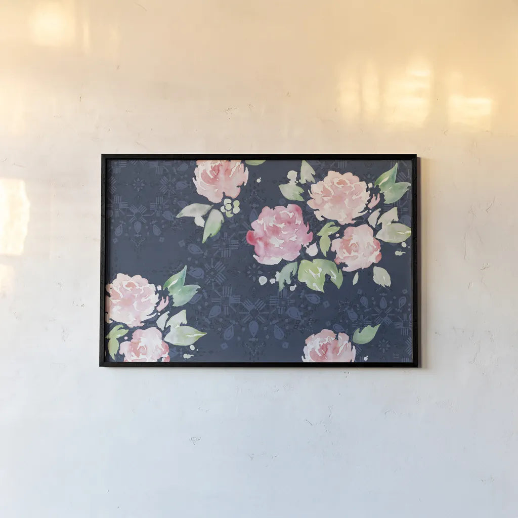 Moroccan Bouquet III by Dina June. shown as a paper print in a black flame. Available as a archival giclee rolled canvas, fine art paper, or poster print. SKU 61637i.