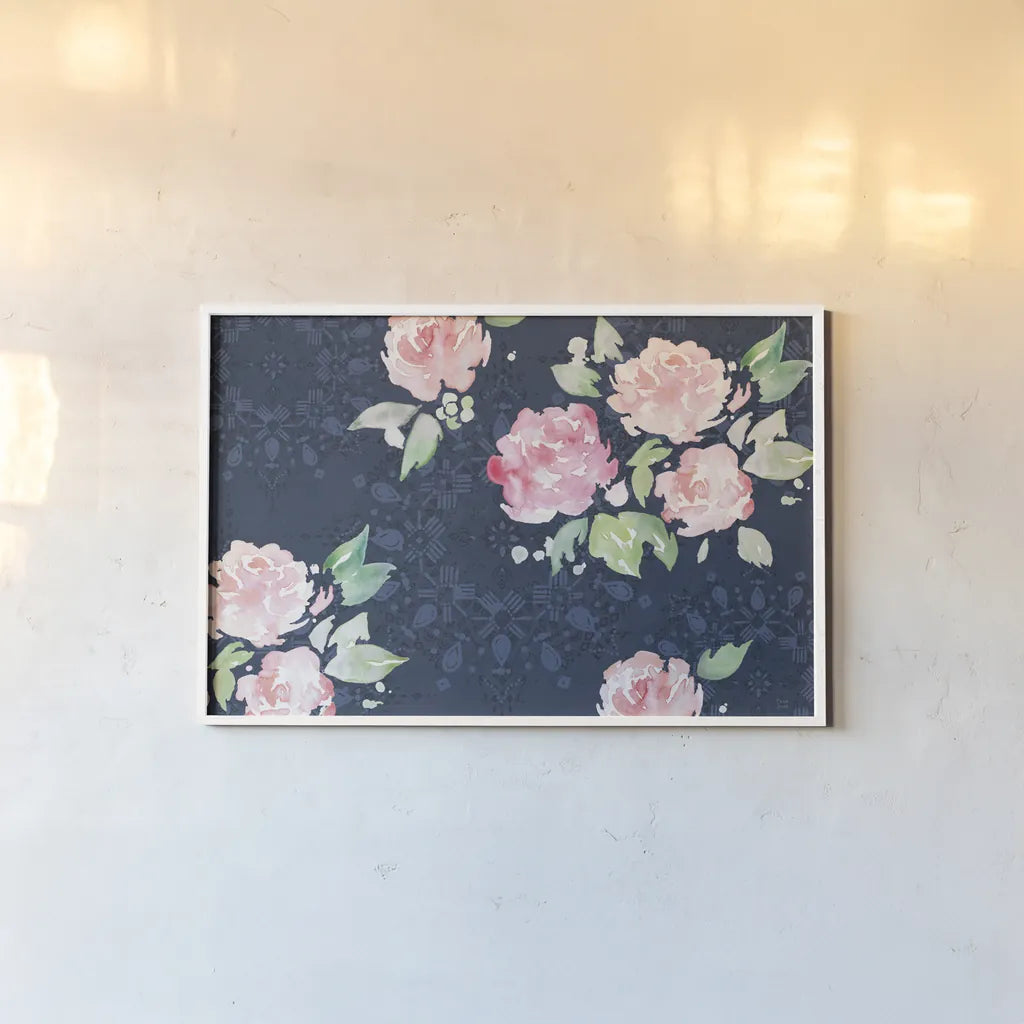 Moroccan Bouquet III by Dina June. shown as a paper print in a white frame. Available as a archival giclee rolled canvas, fine art paper, or poster print. SKU 61637i.