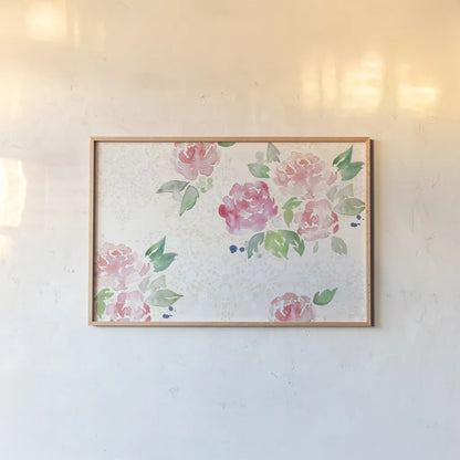 Moroccan Bouquet III Light by Dina June. shown as a paper print in a natural frame. Available as a archival giclee rolled canvas, fine art paper, or poster print. SKU 61638i.