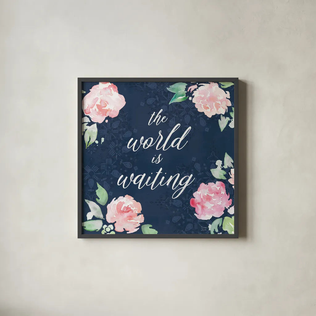 Moroccan Bouquet IV by Dina June. Shown in a sleek black glass frame for a contemporary gallery look. Available as an archival giclee rolled canvas, fine art paper, or poster print. SKU 61639a.