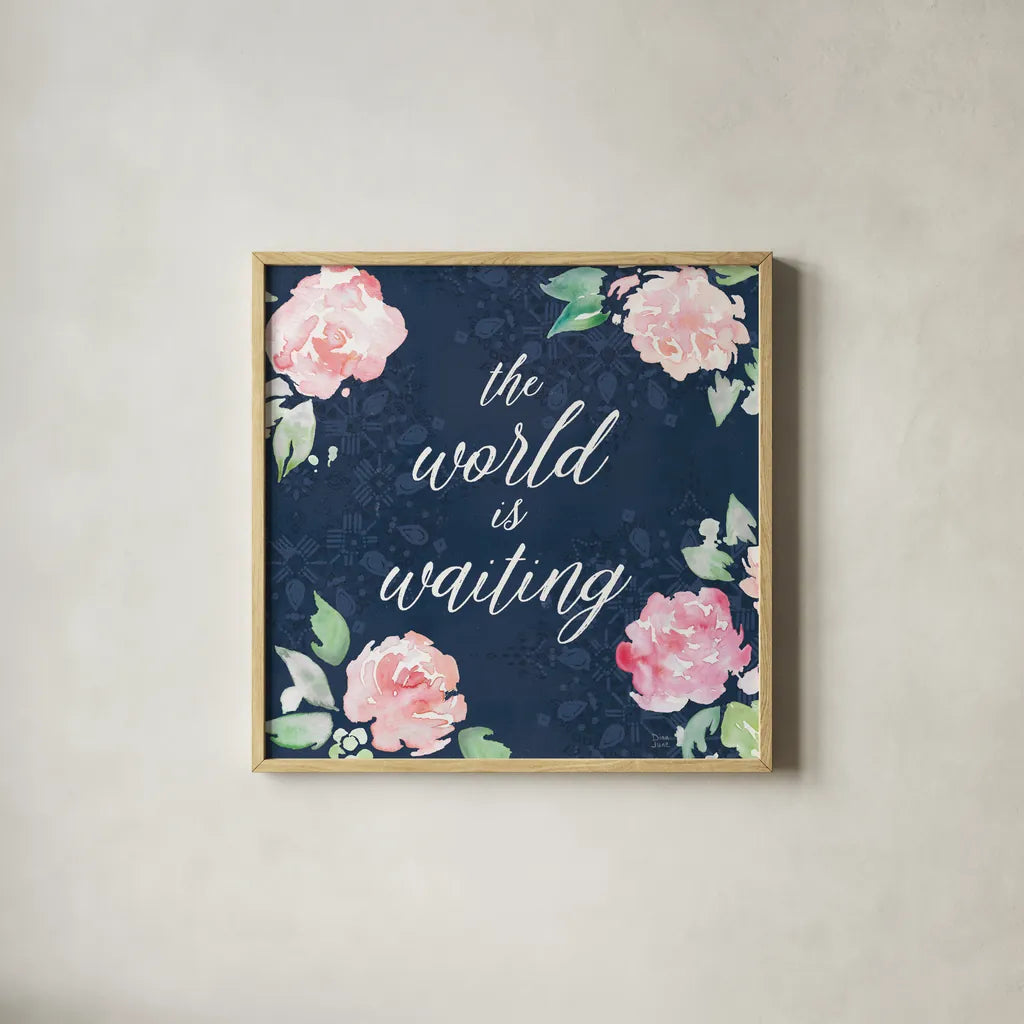 Moroccan Bouquet IV by Dina June. Shown in a natural wood glass frame for a timeless modern aesthetic. Available as an archival giclee rolled canvas, fine art paper, or poster print. SKU 61639a.