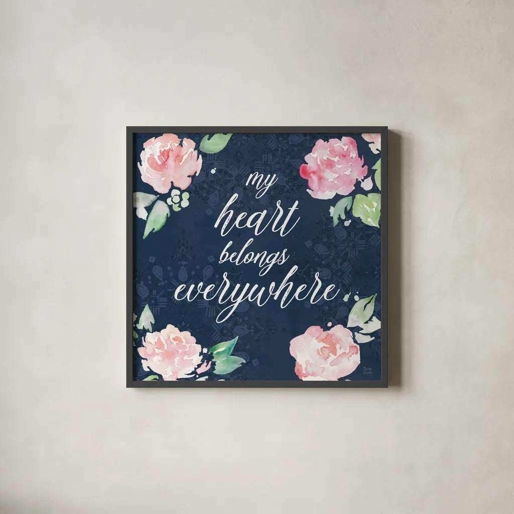 Moroccan Bouquet V by Dina June. Shown in a sleek black glass frame for a contemporary gallery look. Available as an archival giclee rolled canvas, fine art paper, or poster print. SKU 61640a.