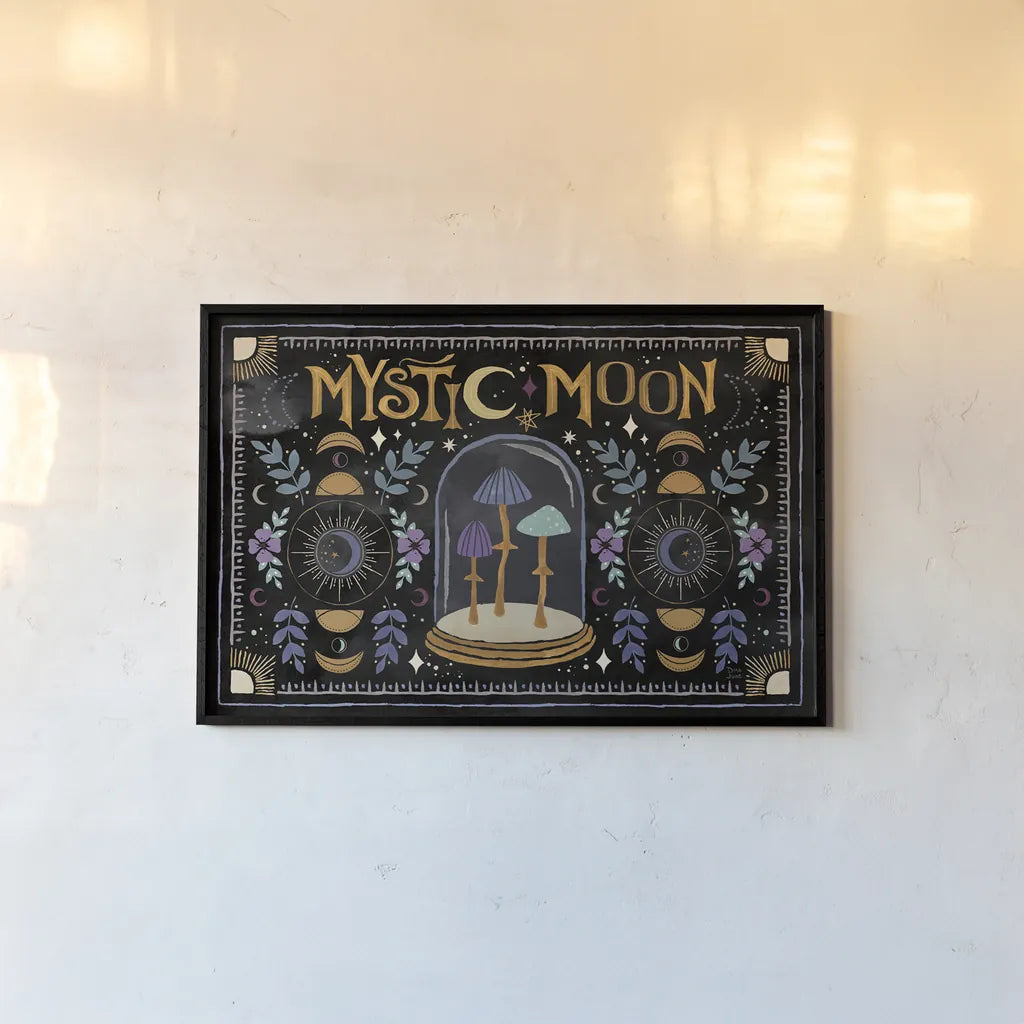 Mystical Times I by Dina June. shown as a paper print in a black flame. Available as a archival giclee rolled canvas, fine art paper, or poster print. SKU 82963i.