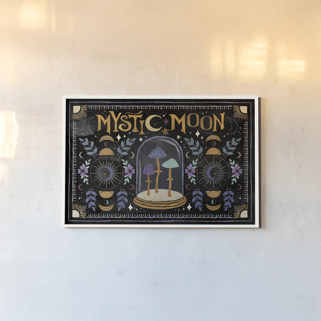 Mystical Times I by Dina June. shown as a paper print in a white frame. Available as a archival giclee rolled canvas, fine art paper, or poster print. SKU 82963i.