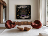Mystical Times II by Dina June. Shown as extra-large giant wall art in a modern living room. Available as an archival giclee rolled canvas, fine art paper, or poster print. SKU 82964a.