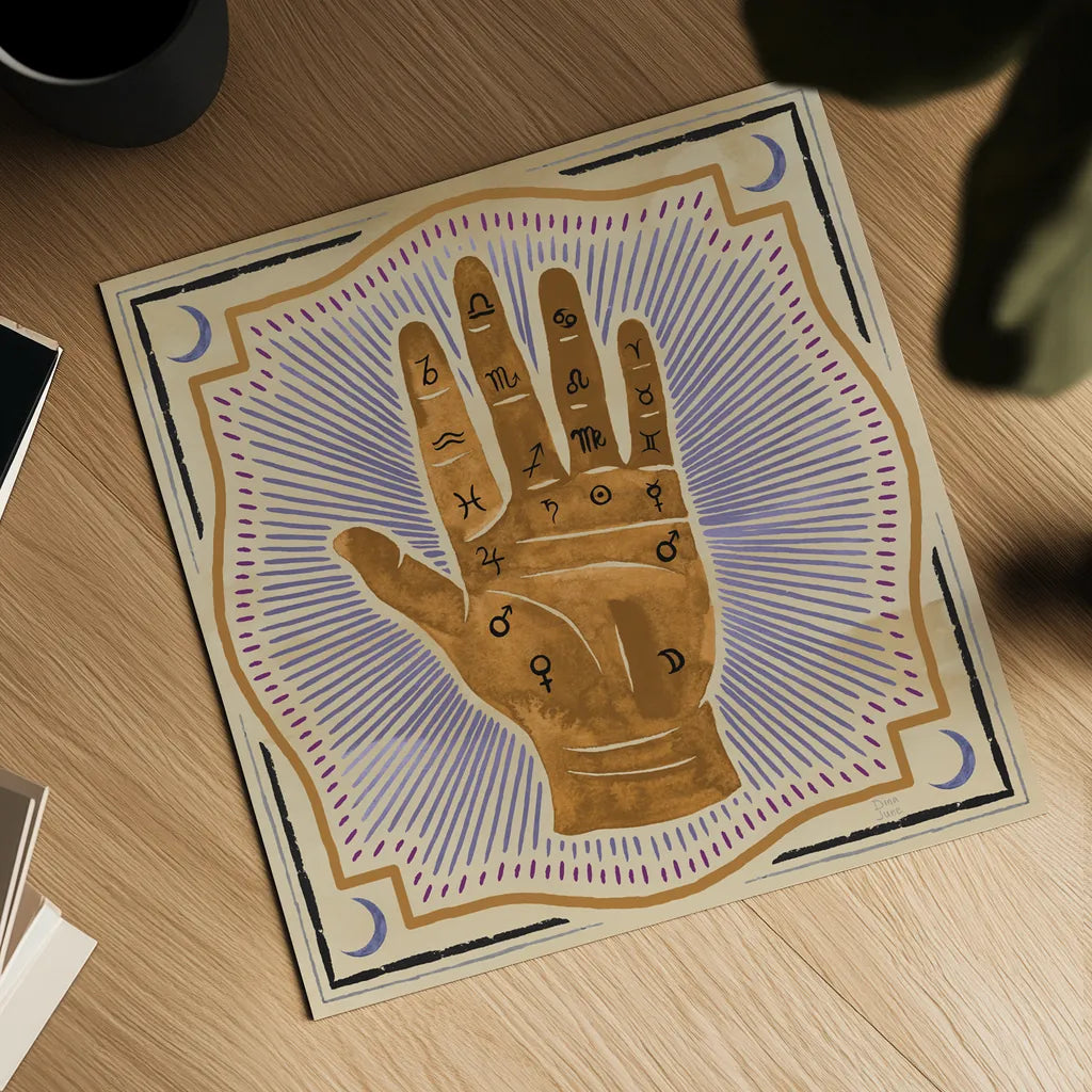 Mystical Times III by Dina June. Shown as a detailed flat fine art print, highlighting archival giclee quality. Available as an archival giclee rolled canvas, fine art paper, or poster print. SKU 82965a.
