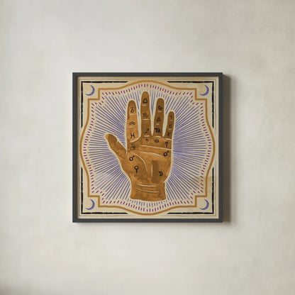 Mystical Times III by Dina June. Shown in a sleek black glass frame for a contemporary gallery look. Available as an archival giclee rolled canvas, fine art paper, or poster print. SKU 82965a.