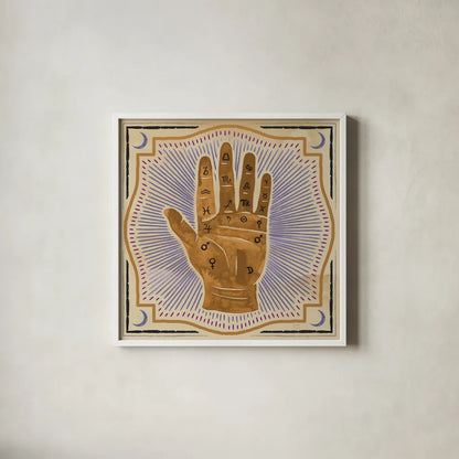 Mystical Times III by Dina June. Shown in a crisp white glass frame for a clean and minimalist style. Available as an archival giclee rolled canvas, fine art paper, or poster print. SKU 82965a.
