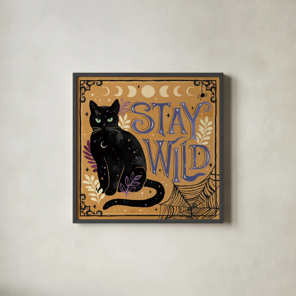 Mystical Times IX by Dina June. Shown in a sleek black glass frame for a contemporary gallery look. Available as an archival giclee rolled canvas, fine art paper, or poster print. SKU 82971a.