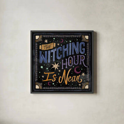 Mystical Times VII by Dina June. Shown in a sleek black glass frame for a contemporary gallery look. Available as an archival giclee rolled canvas, fine art paper, or poster print. SKU 82969a.