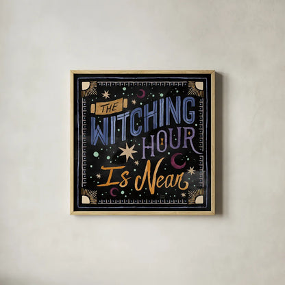 Mystical Times VII by Dina June. Shown in a natural wood glass frame for a timeless modern aesthetic. Available as an archival giclee rolled canvas, fine art paper, or poster print. SKU 82969a.