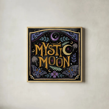 Mystical Times VIII by Dina June. Shown in a natural wood glass frame for a timeless modern aesthetic. Available as an archival giclee rolled canvas, fine art paper, or poster print. SKU 82970a.