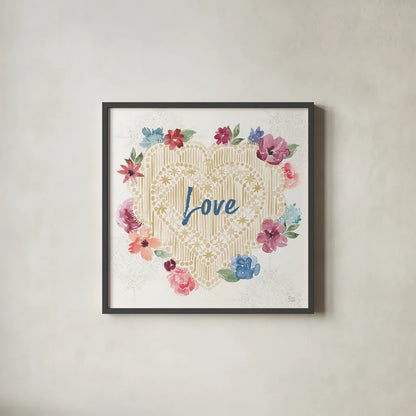 Naturally Inspired II by Dina June. Shown in a sleek black glass frame for a contemporary gallery look. Available as an archival giclee rolled canvas, fine art paper, or poster print. SKU 57934a.