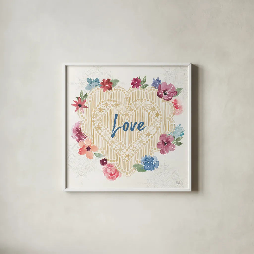 Naturally Inspired II by Dina June. Shown in a crisp white glass frame for a clean and minimalist style. Available as an archival giclee rolled canvas, fine art paper, or poster print. SKU 57934a.