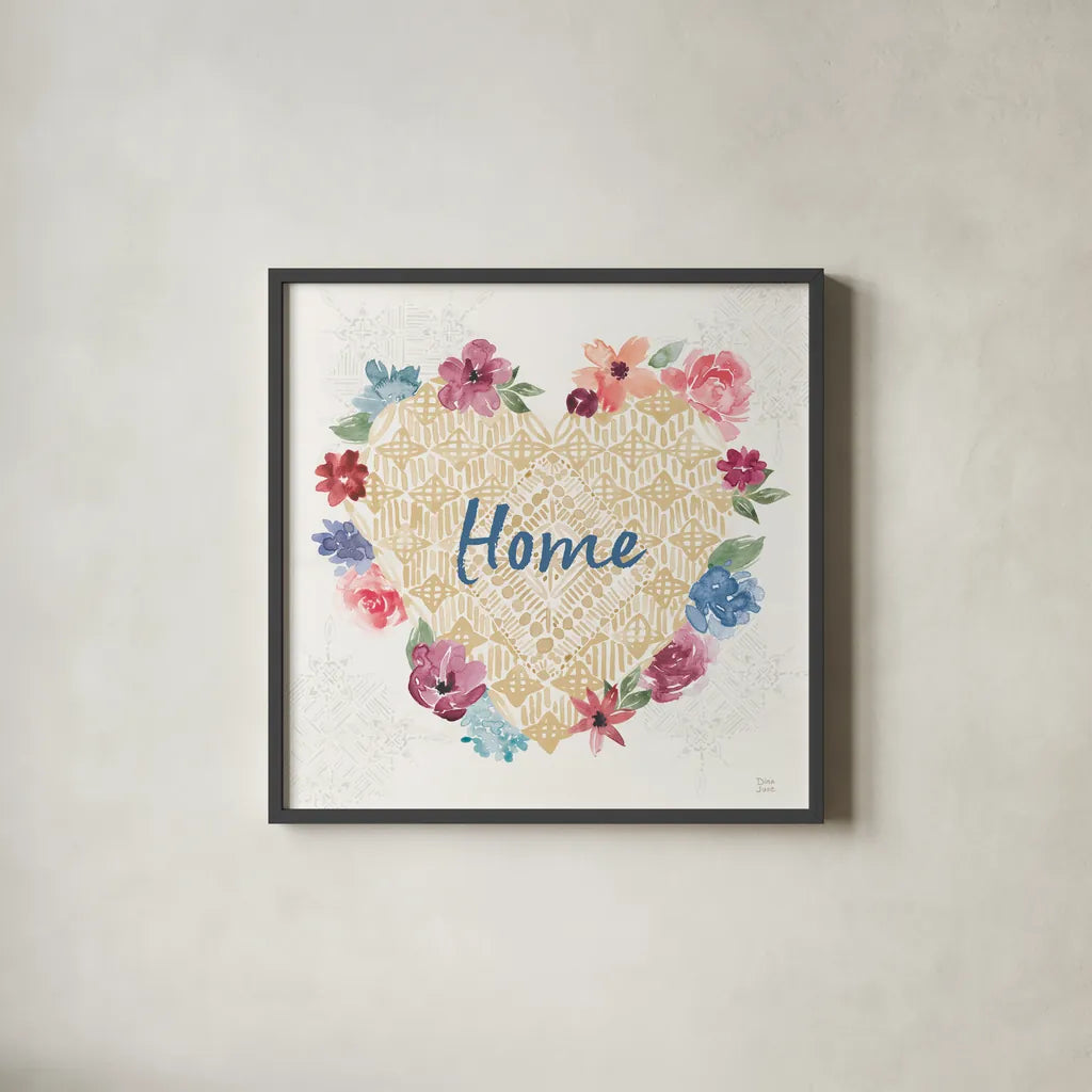 Naturally Inspired III by Dina June. Shown in a sleek black glass frame for a contemporary gallery look. Available as an archival giclee rolled canvas, fine art paper, or poster print. SKU 57935a.