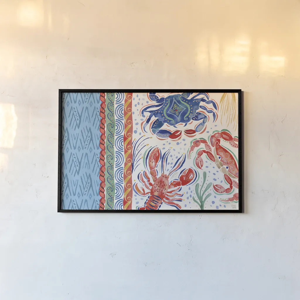 Nautical Vibes I by Dina June. shown as a paper print in a black flame. Available as a archival giclee rolled canvas, fine art paper, or poster print. SKU 95031i.