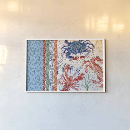 Nautical Vibes I by Dina June. shown as a paper print in a white frame. Available as a archival giclee rolled canvas, fine art paper, or poster print. SKU 95031i.