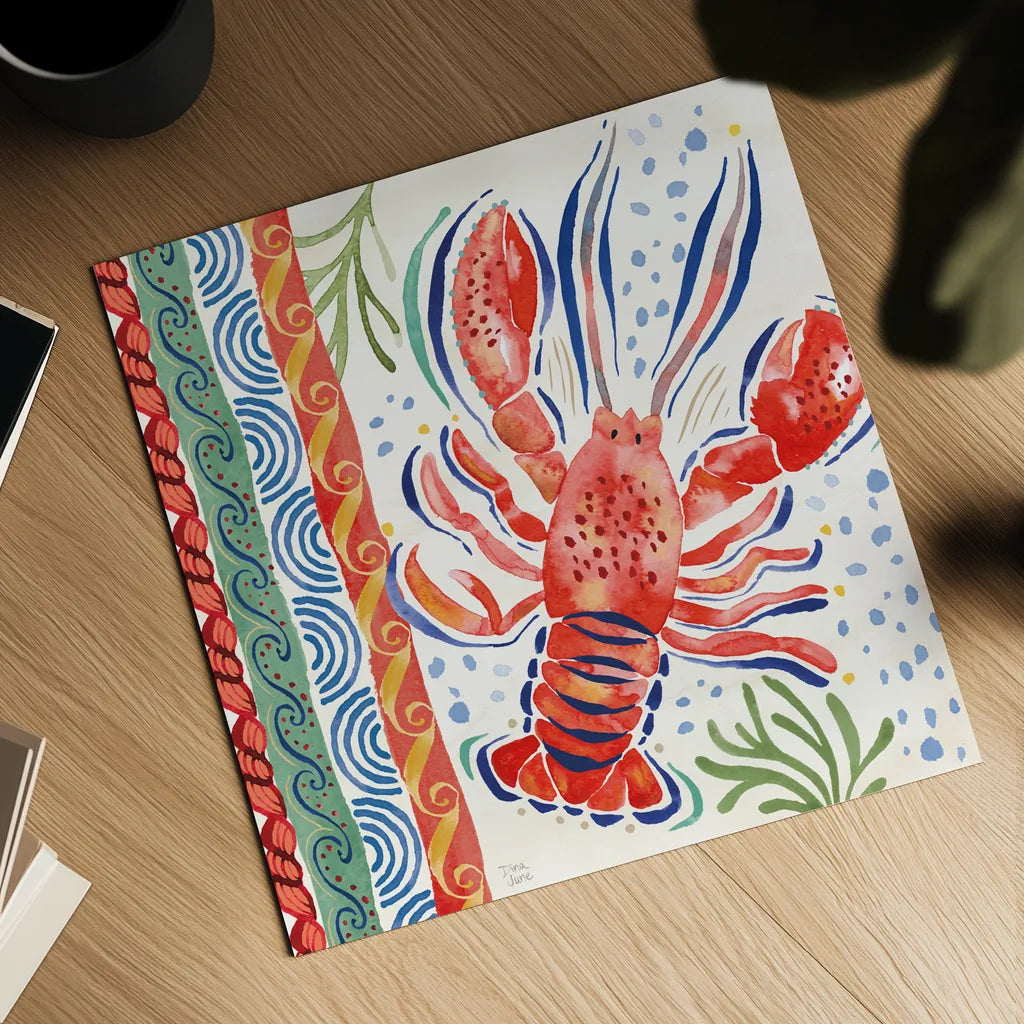 Nautical Vibes II by Dina June. Shown as a detailed flat fine art print, highlighting archival giclee quality. Available as an archival giclee rolled canvas, fine art paper, or poster print. SKU 95032a.