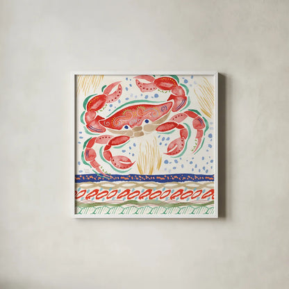 Nautical Vibes III by Dina June. Shown in a crisp white glass frame for a clean and minimalist style. Available as an archival giclee rolled canvas, fine art paper, or poster print. SKU 95033a.