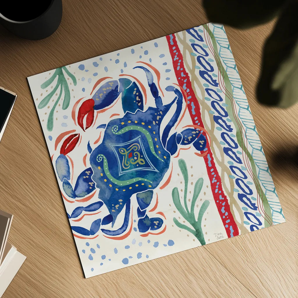 Nautical Vibes IV by Dina June. Shown as a detailed flat fine art print, highlighting archival giclee quality. Available as an archival giclee rolled canvas, fine art paper, or poster print. SKU 95034a.