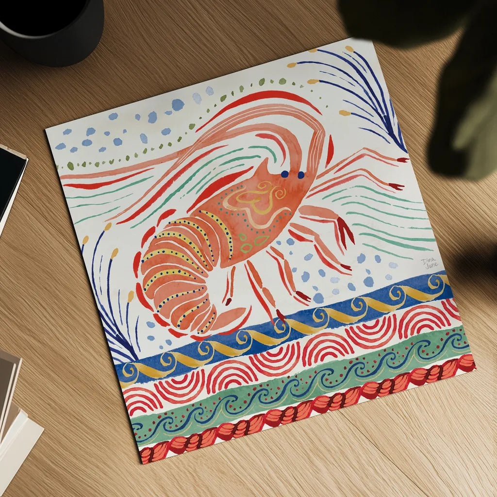 Nautical Vibes V by Dina June. Shown as a detailed flat fine art print, highlighting archival giclee quality. Available as an archival giclee rolled canvas, fine art paper, or poster print. SKU 95035a.