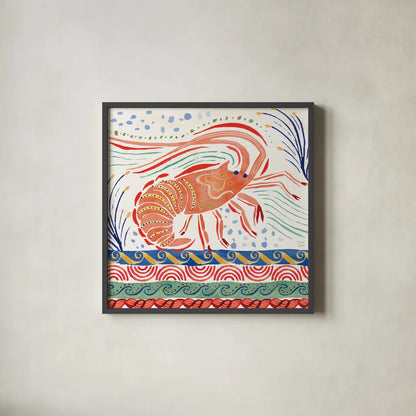 Nautical Vibes V by Dina June. Shown in a sleek black glass frame for a contemporary gallery look. Available as an archival giclee rolled canvas, fine art paper, or poster print. SKU 95035a.